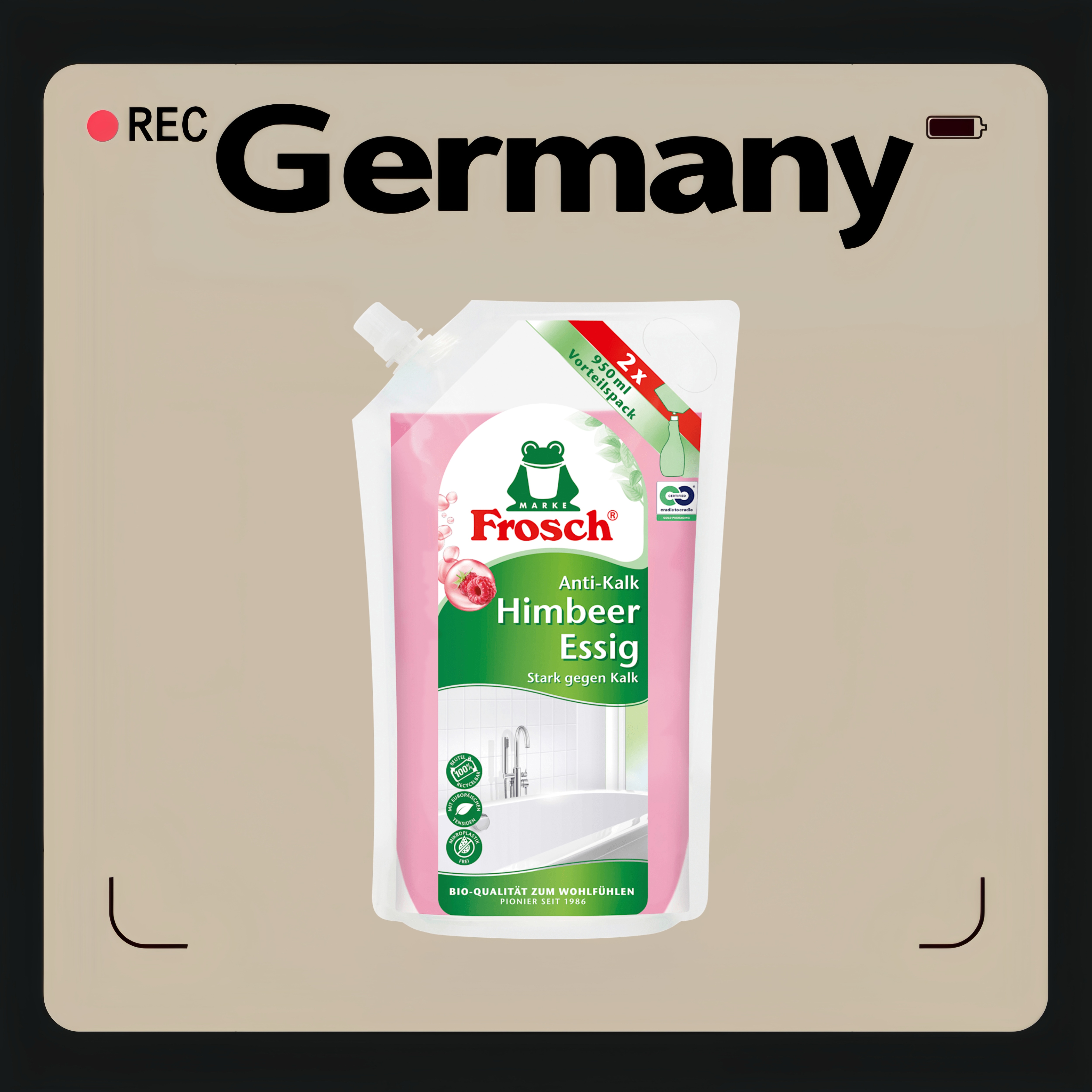 德国代购【全场满300包邮】Frosch去垢醋家庭装950ml