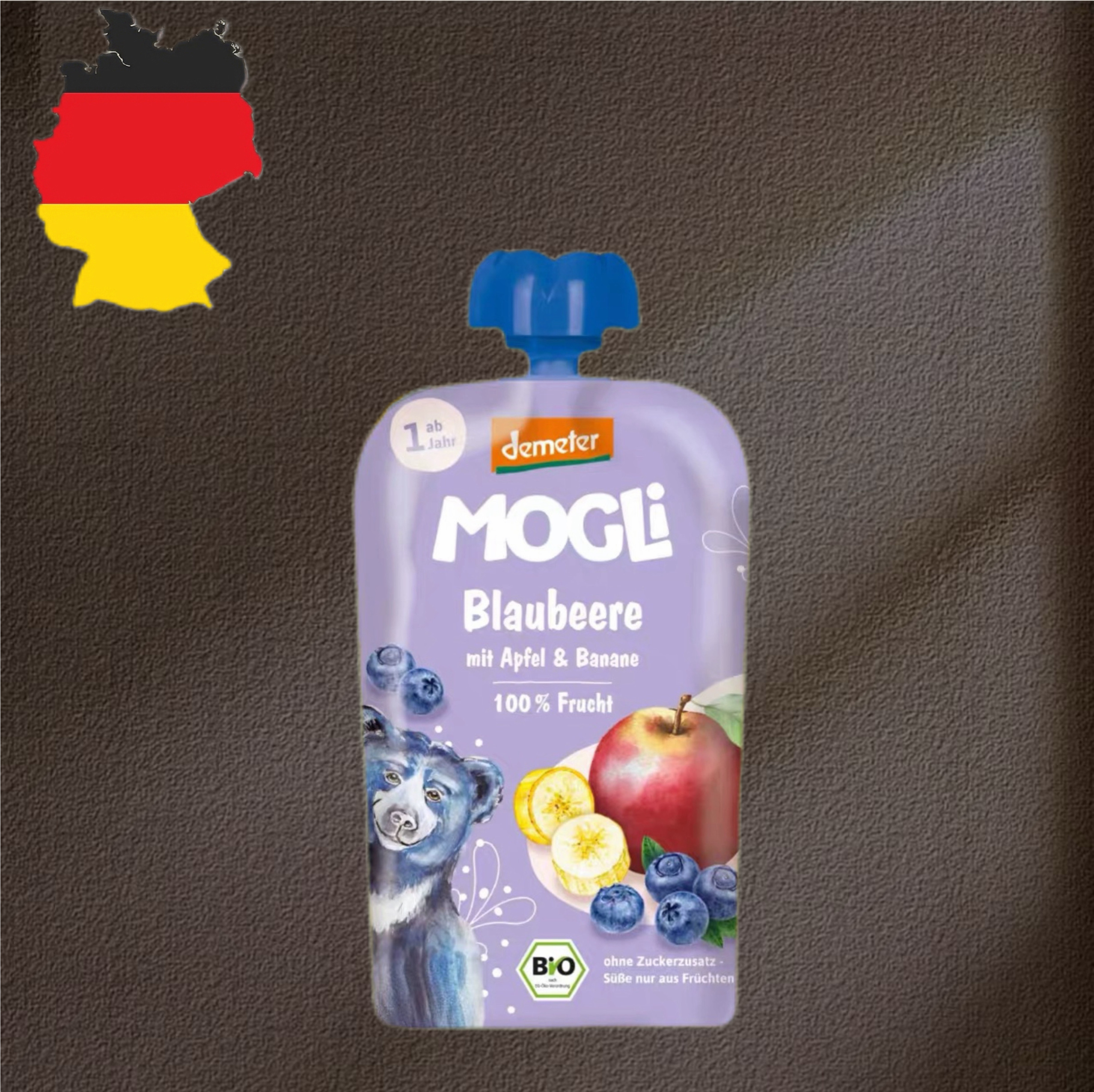 德国代购全场300包邮mogli有机demeter1岁+蓝莓苹果香蕉果泥100g