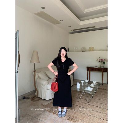 知葵微胖【黑夜童话】法式娃娃领夏天连衣裙女12251L3872