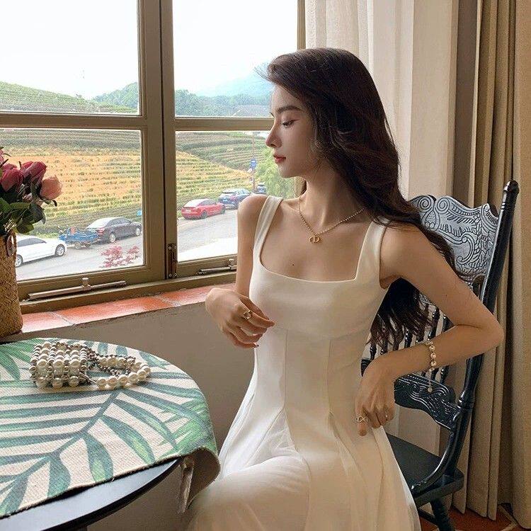 【有里布】春夏网纱蓬蓬仙女裙初恋白色吊带连衣裙女小礼服D0848