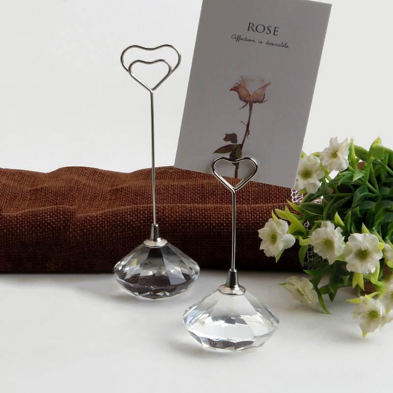 婚礼桌面席位卡台卡爱心照片夹创意球底座办公摆件金属便签夹