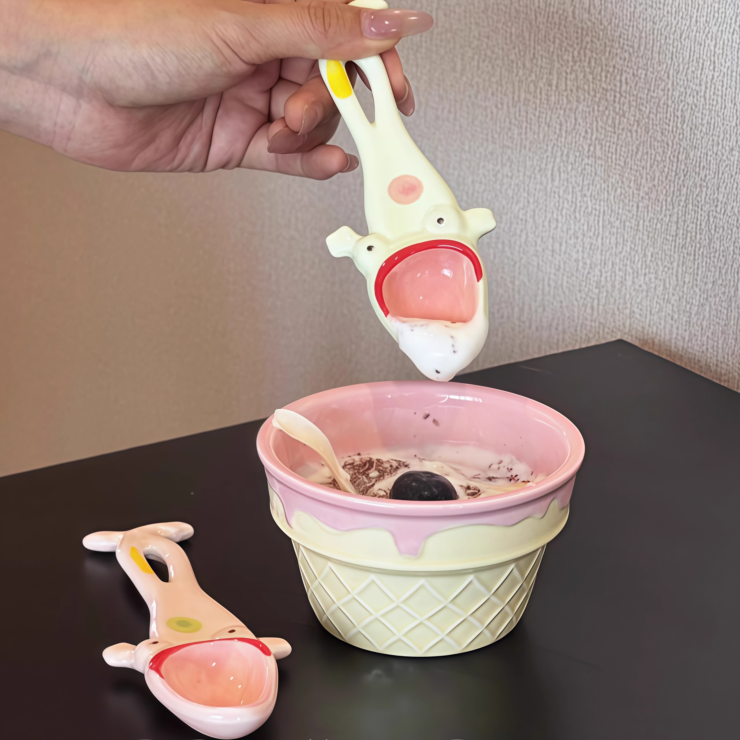 青蛙勺子創意沙雕禮物陶瓷釉下彩