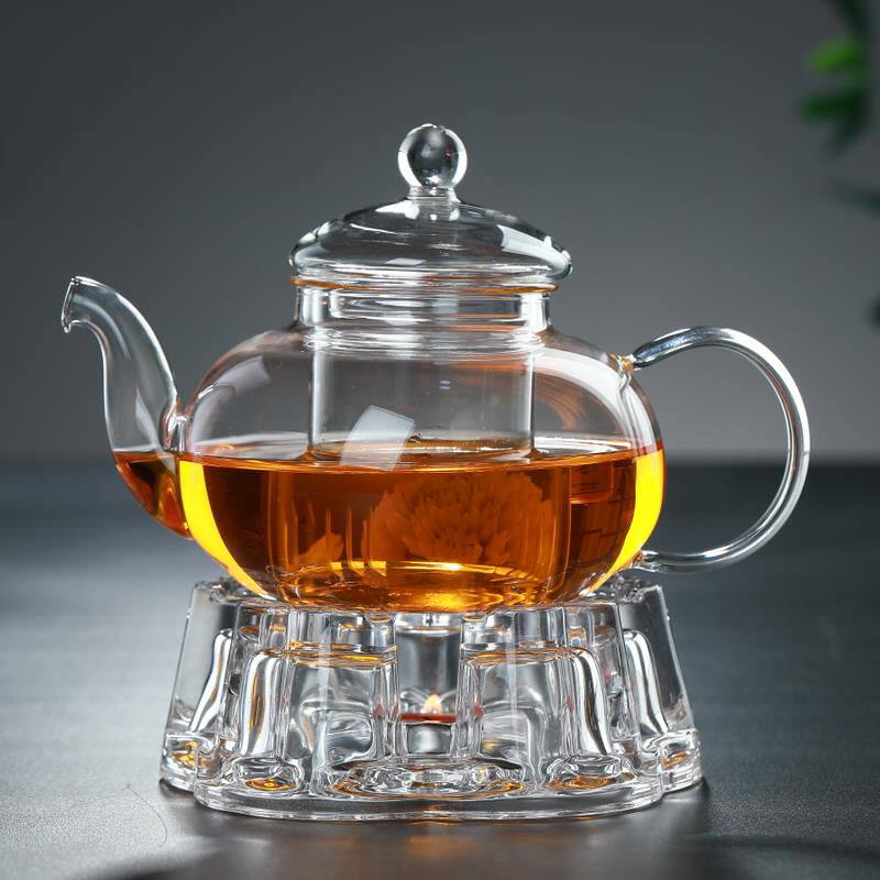 加厚耐高温玻璃茶具水果红草花茶壶套装整套耐热过滤功夫茶杯茶盘