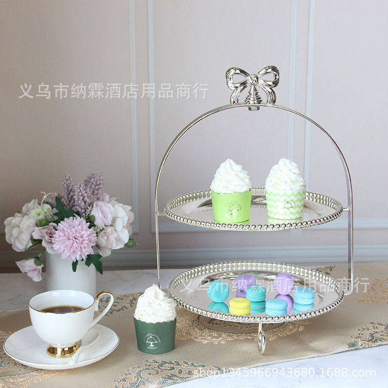欧式金属点心架金色三层甜台展示架下午茶水果零食盘冷餐盘茶歇