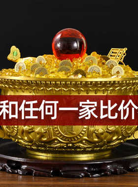 纯黄铜聚宝盆招聚摆件家居香炉工艺品装饰品存钱罐店铺公司开业礼