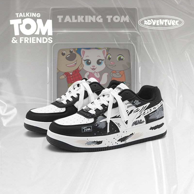汤姆猫鞋子男鞋黑白熊猫板鞋男款2026新款男生厚底复古潮牌休闲鞋,流行男鞋,单鞋,淘宝优惠券,粉丝福利购,淘宝优惠卷