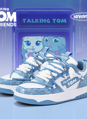 汤姆猫蓝色鞋子男鞋帆布板鞋男款2025新款透气小众设计潮流面包鞋