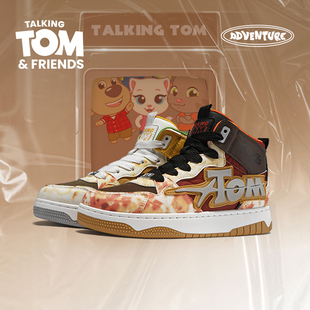 汤姆猫鞋子男鞋高帮板鞋男款2025新款秋冬厚底潮鞋时尚休闲鸳鸯鞋