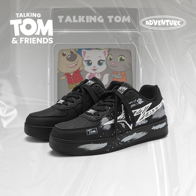 汤姆猫学生百搭休闲时尚小黑鞋