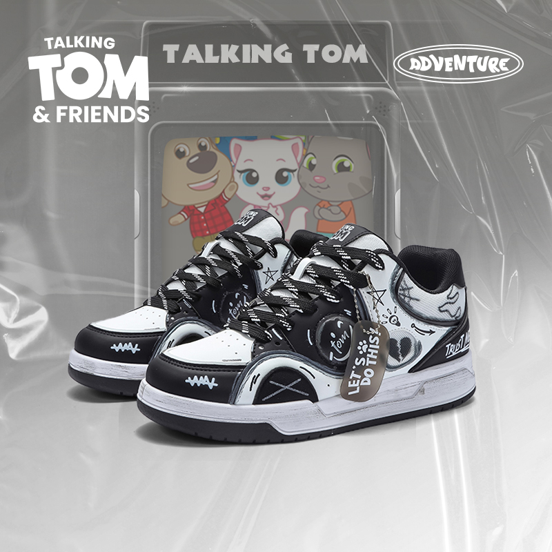 汤姆猫时尚百搭厚底面包板鞋