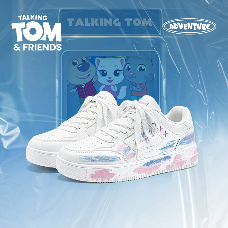 汤姆猫鞋子男鞋板鞋男款2026新款情侣蓝粉小白鞋学生透气休闲潮鞋