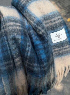 一眼心动的海盐蓝色围巾女冬季2025新款韩系氛围感显白仿羊绒围脖