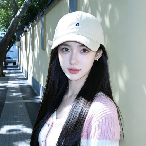 韩系显脸小大檐白色鸭舌帽女款
