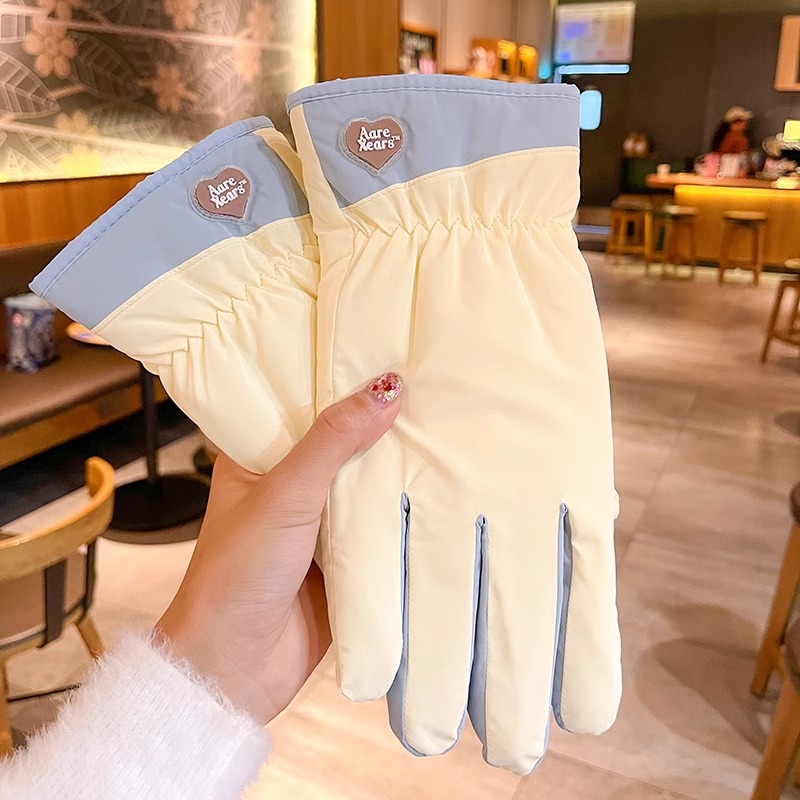 保暖骑行手套女士冬可爱加绒加厚