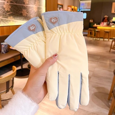 保暖骑行手套女士冬可爱加绒加厚