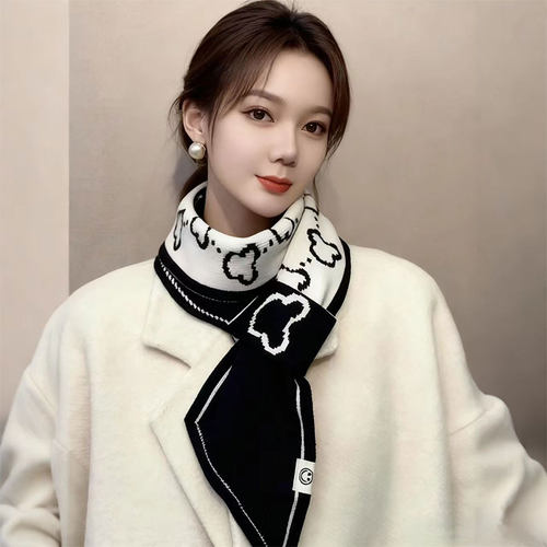 护颈小围巾女士2025新款秋冬针织百搭围脖加厚保暖韩系氛围感脖套