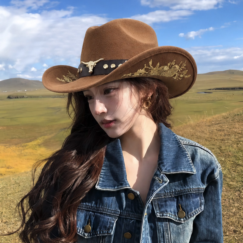 美式西部牛仔帽子女秋季