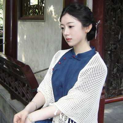 新中式旗袍披肩镂空针织