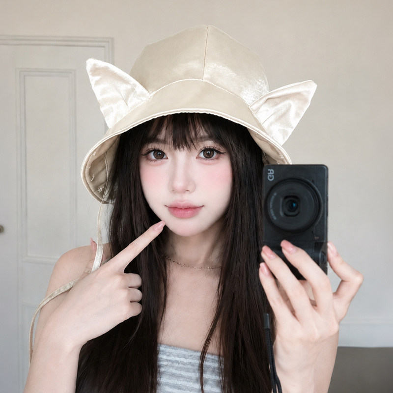 原创双面渔夫帽女款2026新款夏季薄款猫耳朵防晒遮阳可折叠帽子