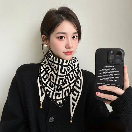 小围巾女款2025新款秋冬季护颈围脖双面保暖交叉磁吸扣三角巾脖套