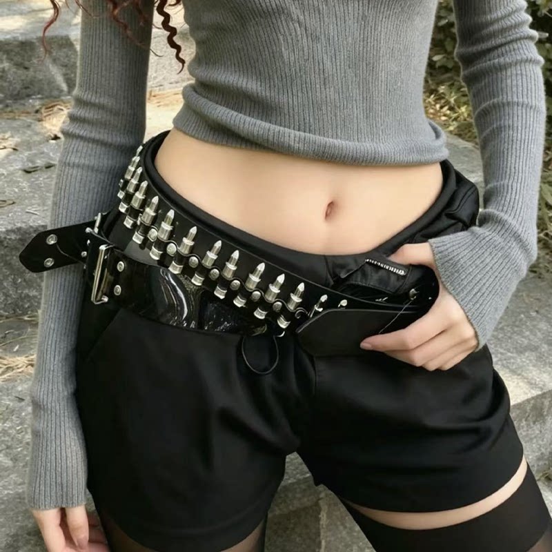 复古朋克子弹头腰带男女同款皮带图片