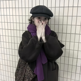 气质紫色软糯显白围巾女款 冬高级感情侣保暖围脖搭配大衣 2025新款