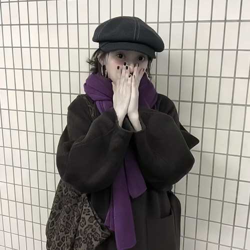 气质紫色软糯显白围巾情侣款围脖