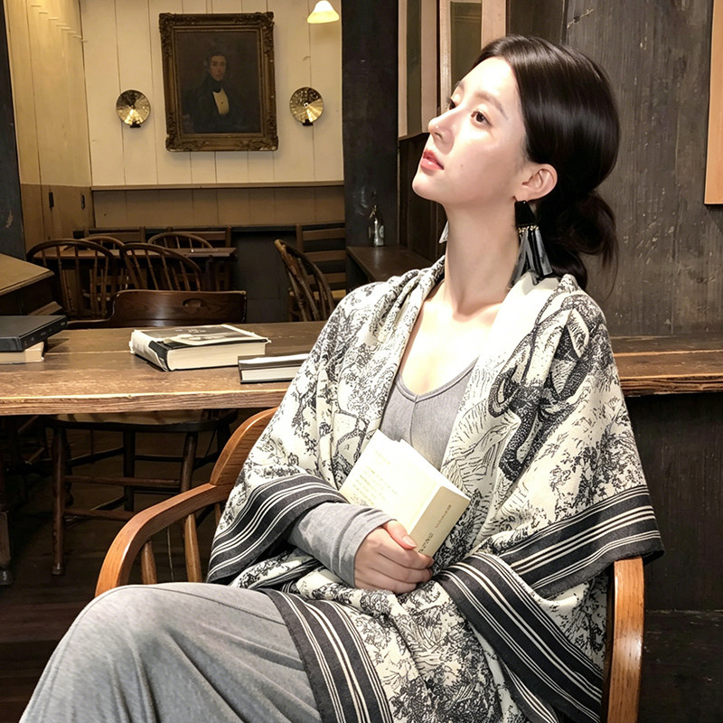 复古老钱风披肩女空调房方巾围巾