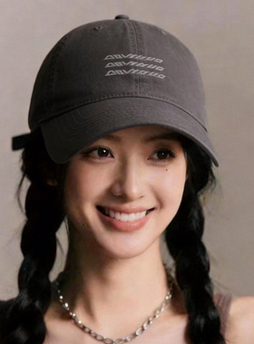 韩系灰色鸭舌帽子女显脸小大帽檐2026新款刺防晒遮阳大头围棒球帽