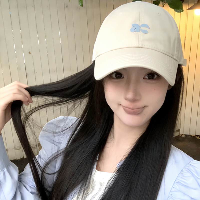 白色棒球帽女韩系简约字母百搭可调节宽檐显脸小鸭舌帽时尚遮阳帽