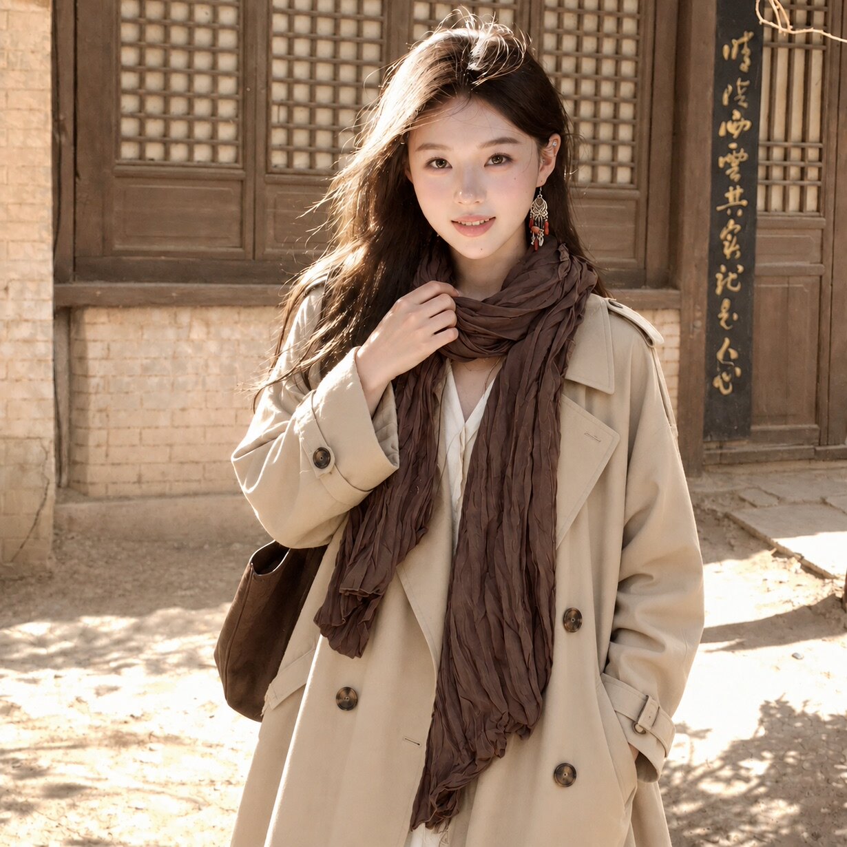 县城文艺风棉麻围巾披肩女