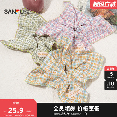 三福新北欧格纹方圈发圈单个 复古文艺发饰头饰发束854885