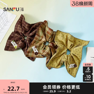 三福抹茶花边方圈发束单个 清新复古发饰配饰头饰发绳852333