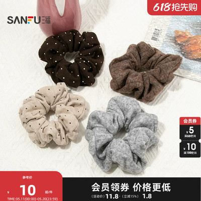 三福针织净色波点发束单个 时尚优雅发饰配饰头饰发圈850884
