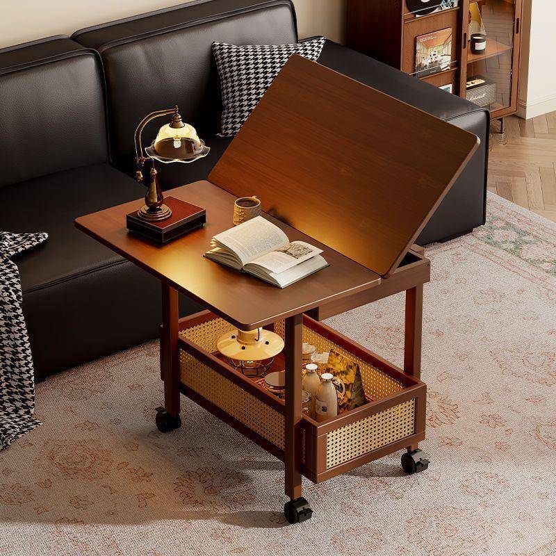茶几客厅家用移动轮楠竹折叠小户型沙发小型多功能古风小推车桌子