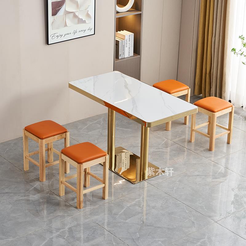 0A快餐桌椅商用岩板餐桌椅奶茶店面馆小吃店沙县小吃烧烤店餐桌定