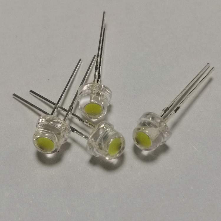 5mm草帽0.2w暖白光led灯珠三安光电短脚F5白灯直插led发光二极管