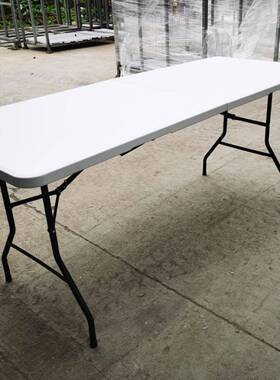 直销6ft便携塑料桌白色黑色HDPE面板1.8米长户外野营折叠桌