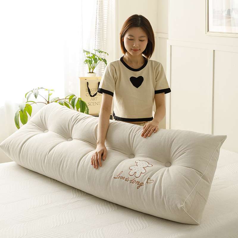 锦丝绒轻奢小清新卡通刺绣软垫靠背三角靠垫床头大抱枕高弹轻奢风