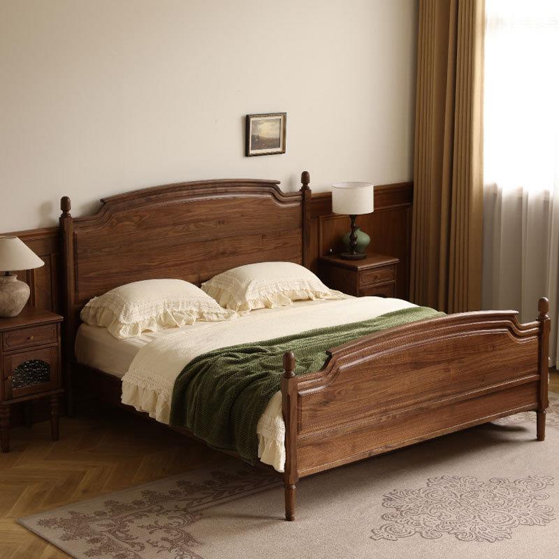 美式黑胡桃木实木床法式复古1米8双人床家具家用小户型1米5单人床