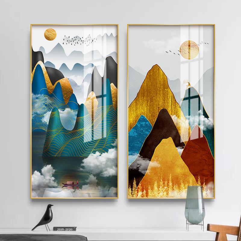 入户玄关晶瓷装饰画新中式楼梯过道玄关挂画家居壁画抽象画图片