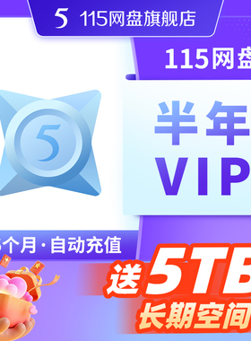 115网盘半年VIP6个月含5TB空间专享提速通道在线预览视频自动到账