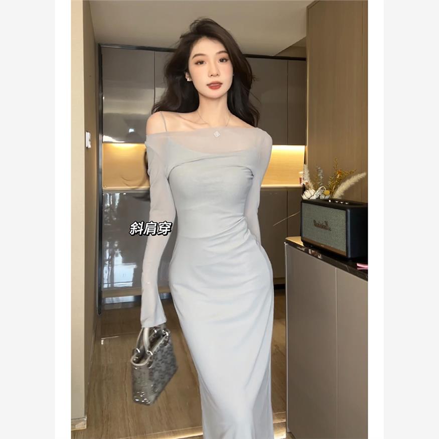 微胖御姐气质吊带连衣裙女性感辣妹显瘦风情万种小妈长裙套装胖mm
