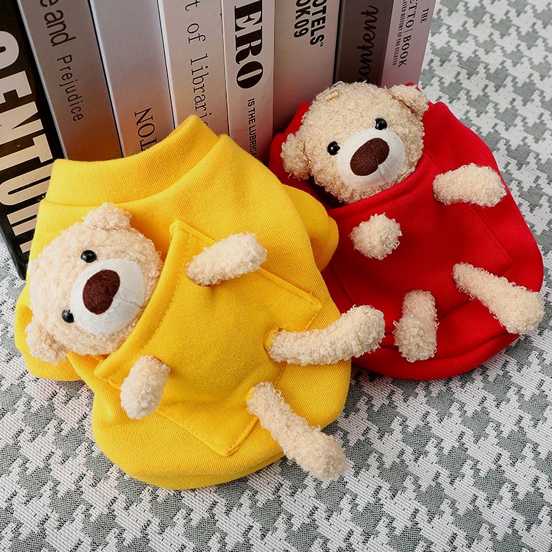 狗狗可爱熊卫衣春秋款泰迪夏约克小型犬宠物冬季加绒保暖两脚衣服