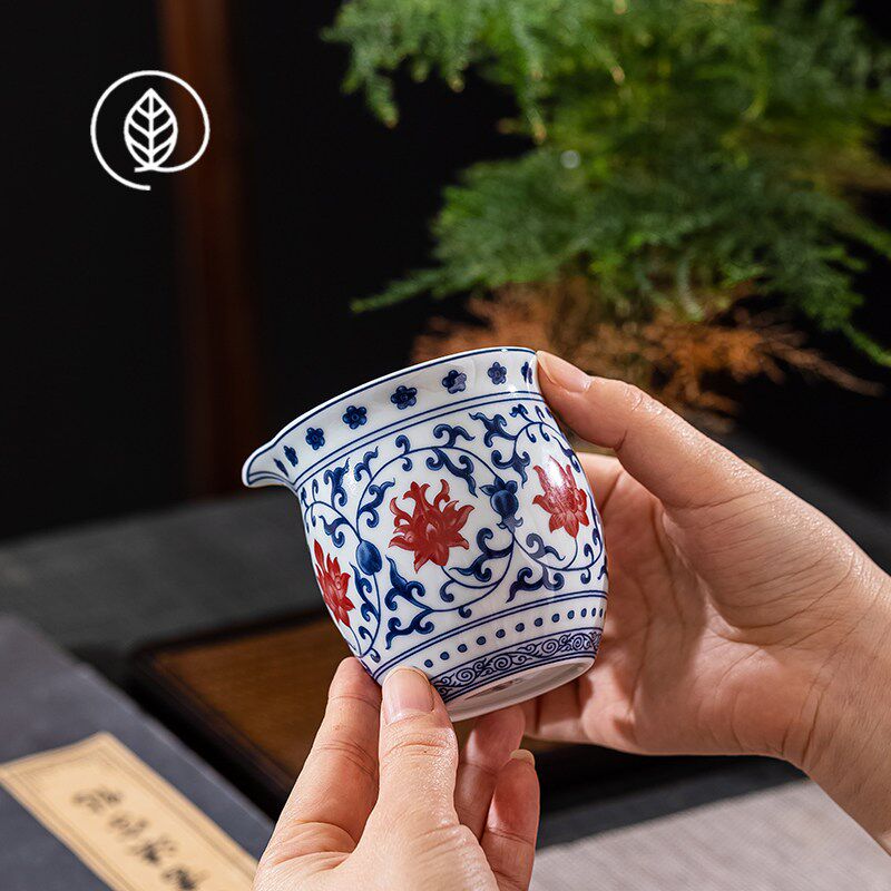 景德镇复古青花缠枝莲公道杯陶瓷茶海公杯家用匀杯小号分茶器零配
