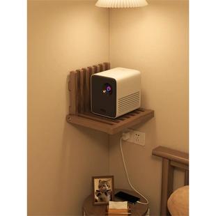 投影仪置物架壁挂支架可折叠实木床头柜挂墙面上的悬空置物柜收纳