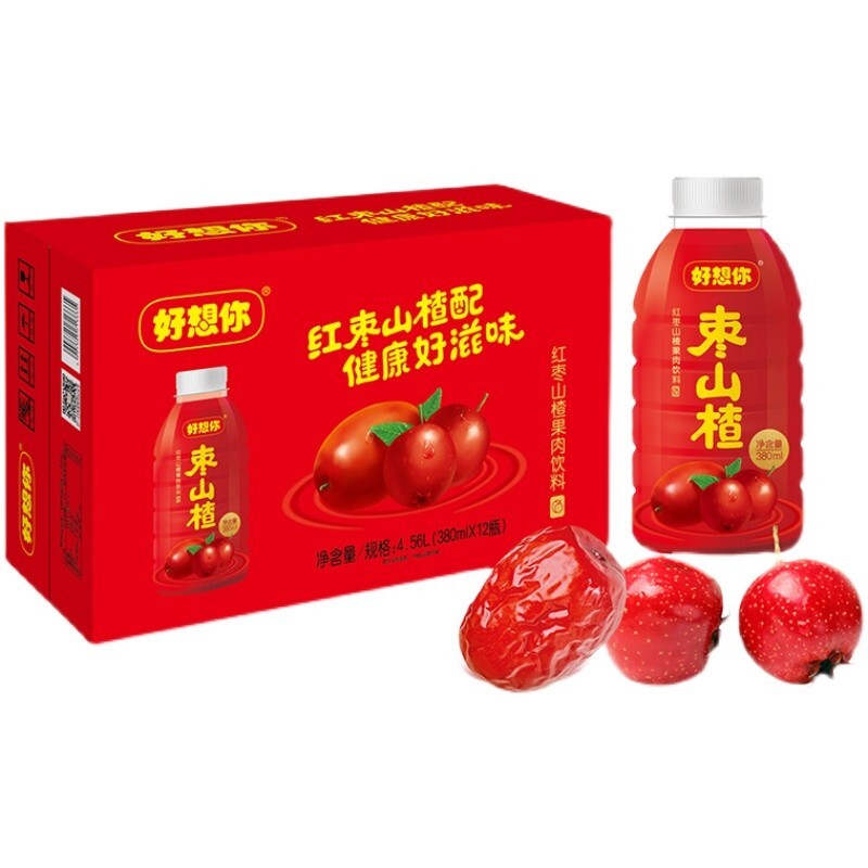 好想你枣山楂饮品380ml*12瓶 红枣果肉饮料健康果汁礼品河南特产