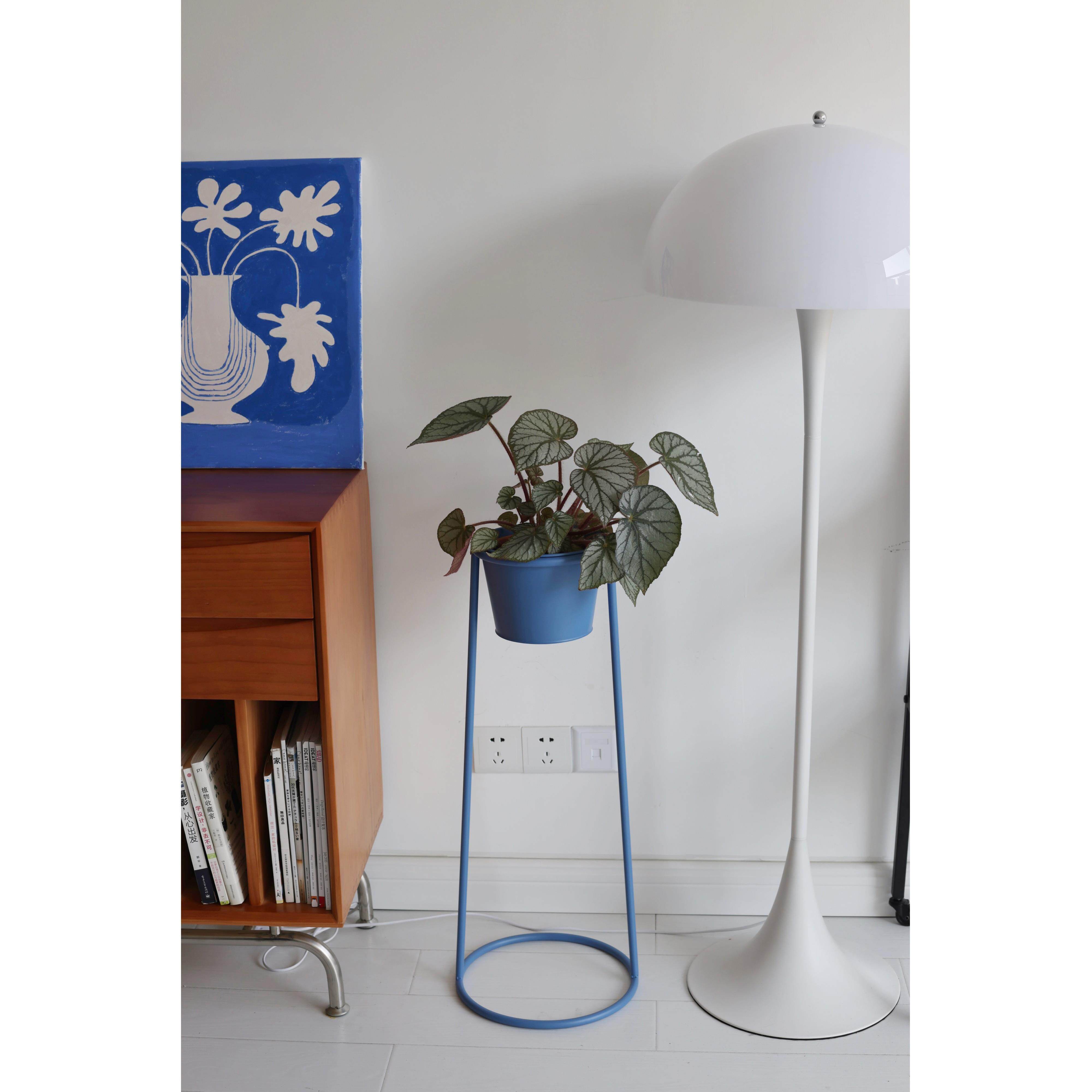 嘻物所普鲁士蓝色花架室内极简约可移动设计阳台花盆客厅现代铁艺