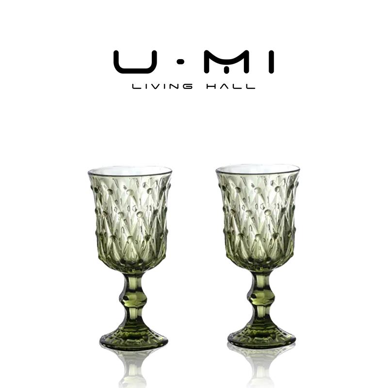 U Mi LIVING·格珠 | 酒具中古风欧式复古浮雕高脚杯玻璃葡萄酒杯