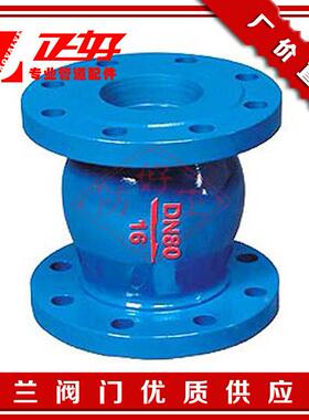 HC42X-16铸铁烤漆法兰消声止回阀 弹簧式静音单向阀立式逆止阀门